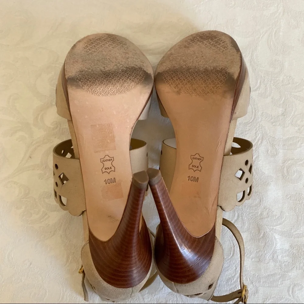 Tory Burch laser cut ankle strap sandals